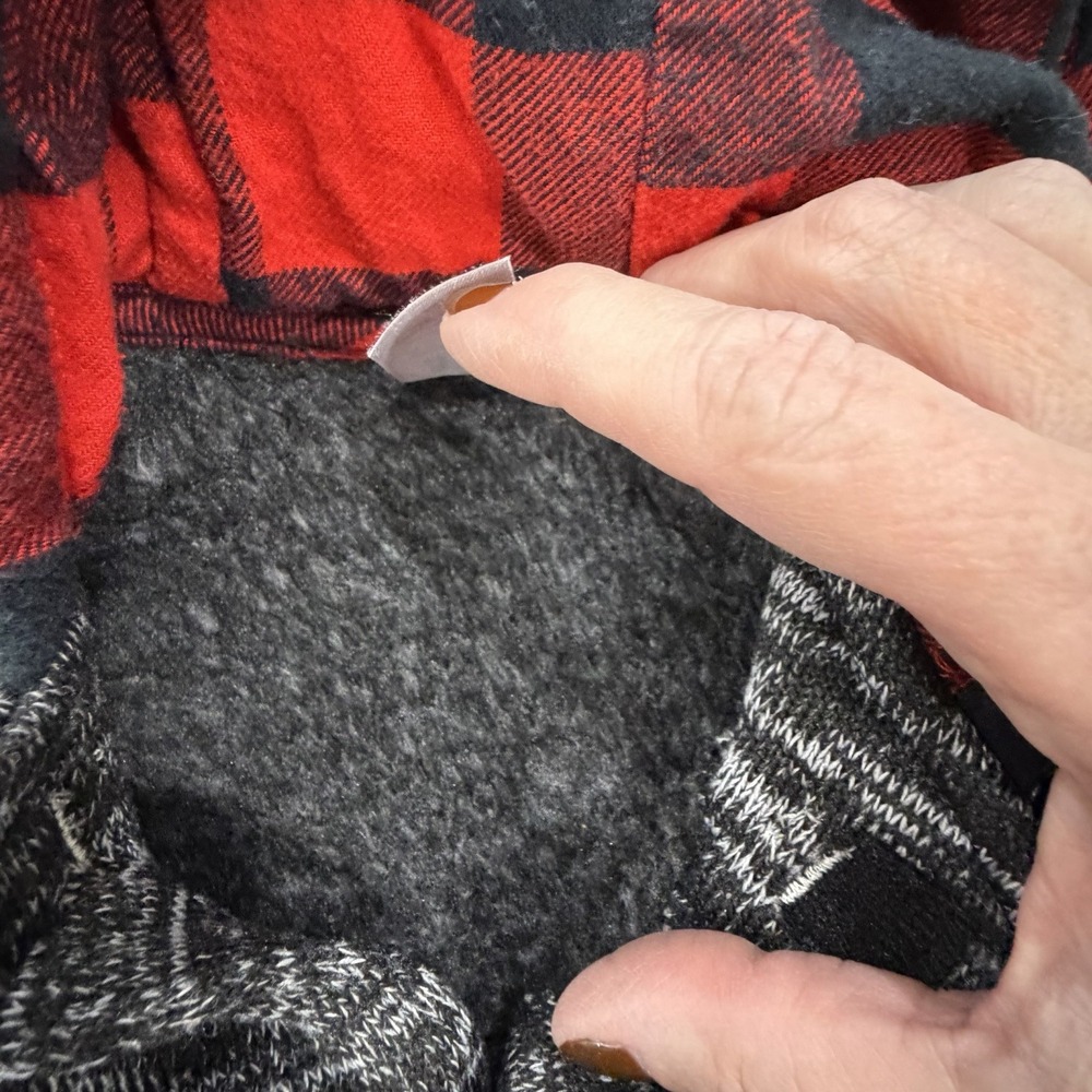 CARTER'S Baby Boy Hooded Sweater Jacket 3M Gray Black Red Plaid Toggle Buttons - Picture 5 of 9
